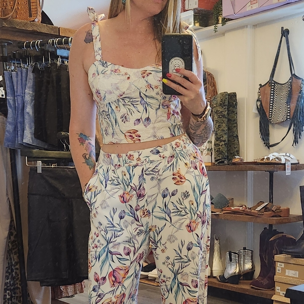 Steve Madden Tie Strap Cropped Carlynn Top Multicolored